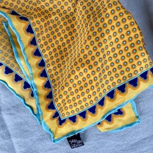 SAKS 5th Ave Silk Pocket Square Purse Bag Hair Tie